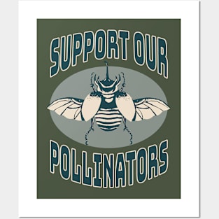 Support Our Pollinators Horned Rhinoceros Beetle Posters and Art